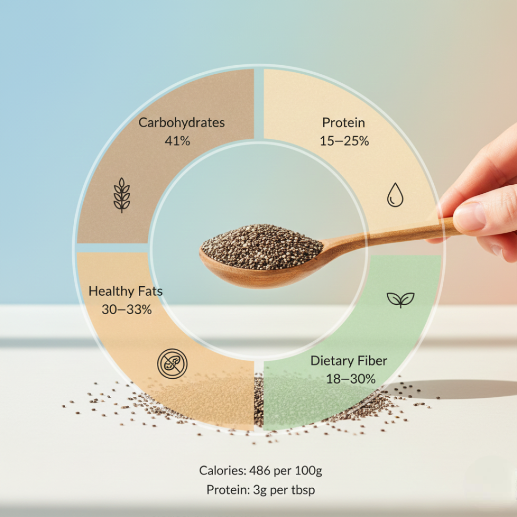 Calorie Content and Macronutrients in chia seeds