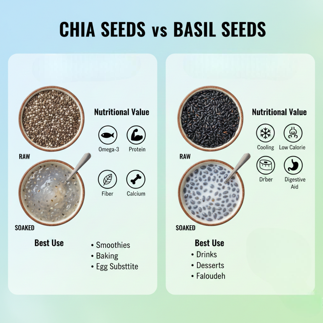 chia seeds vs basil seeds